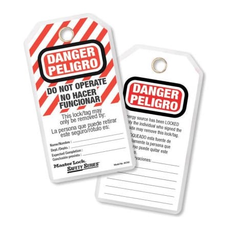 Master Lock Safety  InDanger - Do Not Operatein Lockout Tags , Spanish/English Pkg Qty 12,